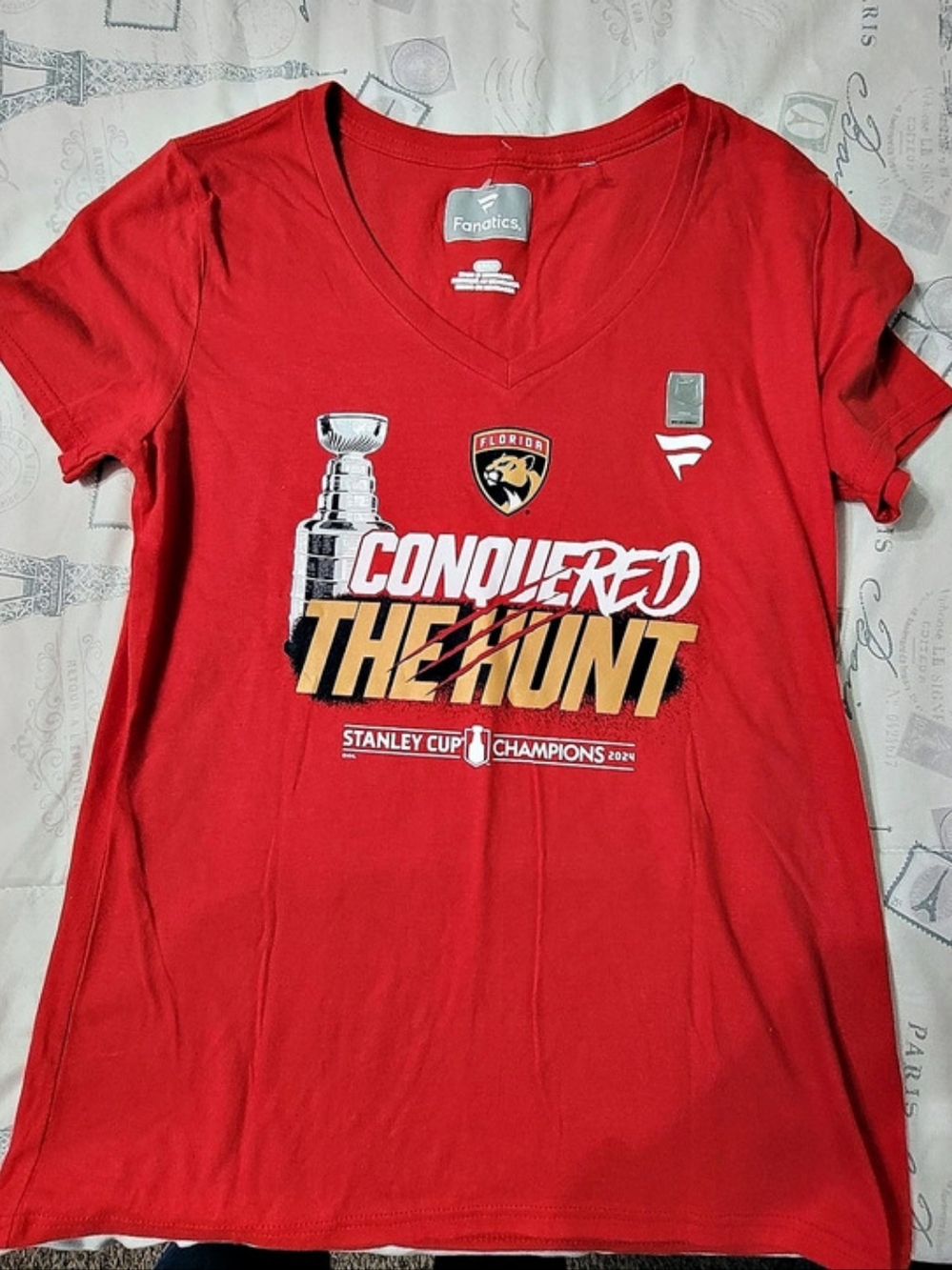 Fanatics Florida Panthers 2024 Stanley Cup Champions Conquered The Hunt T-Shirt